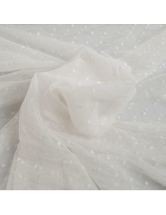 Tulle plumetis stretch - Écru