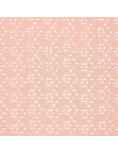 Tissu broderie anglaise extensible - Vieux rose