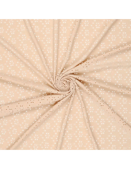 Tissu broderie anglaise extensible - Beige clair