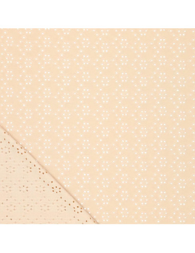 Tissu broderie anglaise extensible - Beige clair
