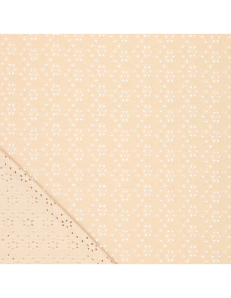 Tissu broderie anglaise extensible - Beige clair