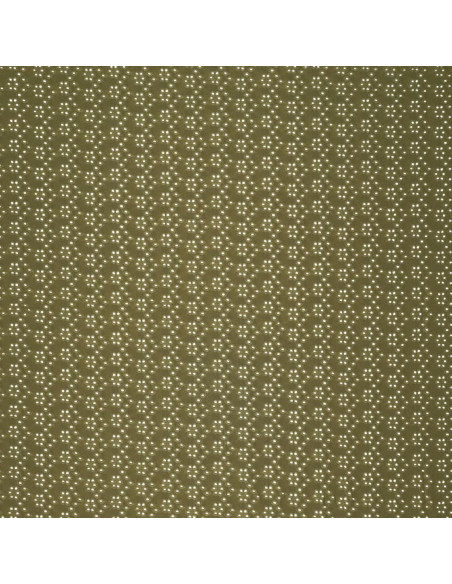 Tissu broderie anglaise extensible - Kaki