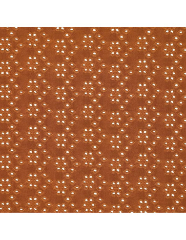 Tissu broderie anglaise extensible - Noisette