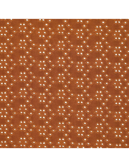 Tissu broderie anglaise extensible - Noisette