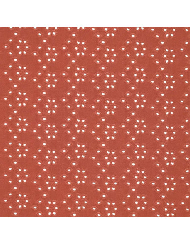 Tissu broderie anglaise extensible - Brique