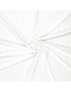 Tissu broderie anglaise extensible - Blanc