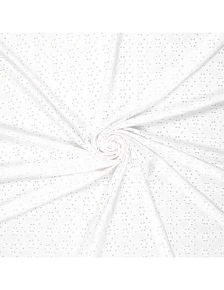 Tissu broderie anglaise extensible - Blanc