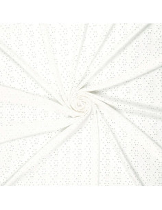 Tissu broderie anglaise extensible - Écru