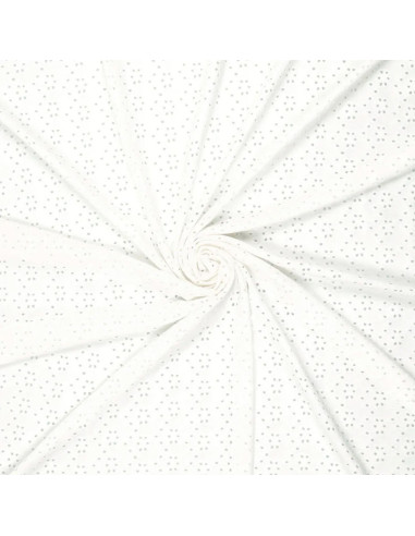Tissu broderie anglaise extensible - Écru