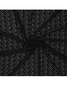 Tissu broderie anglaise extensible - Noir