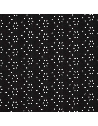 Tissu broderie anglaise extensible - Noir