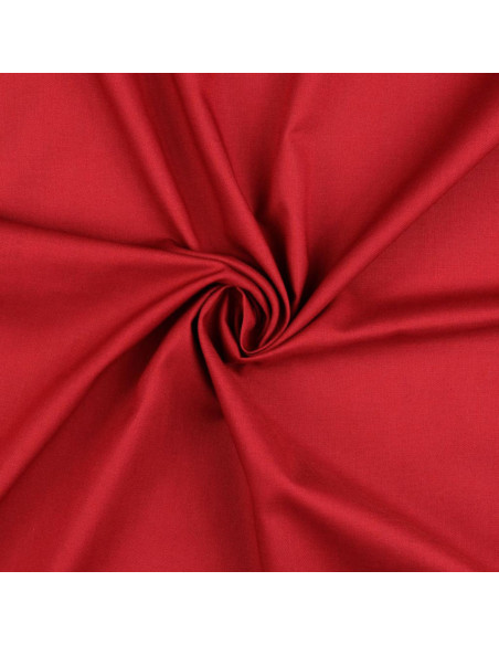 Tissu coton cretonne uni - Rouge foncé