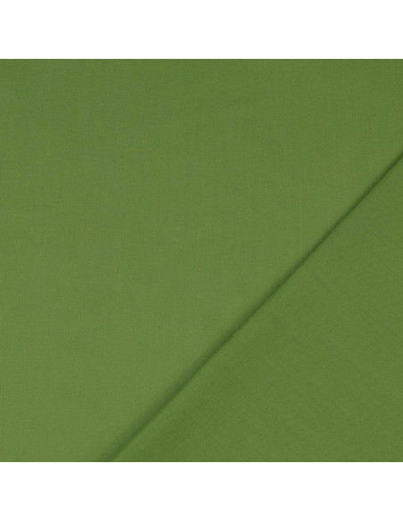 Tissu coton cretonne uni - Vert olive