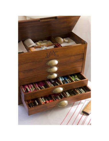 Meuble vintage en bois DMC avec 500 moulinés