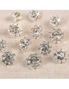 Bouton à queue strass Aveline - Argent