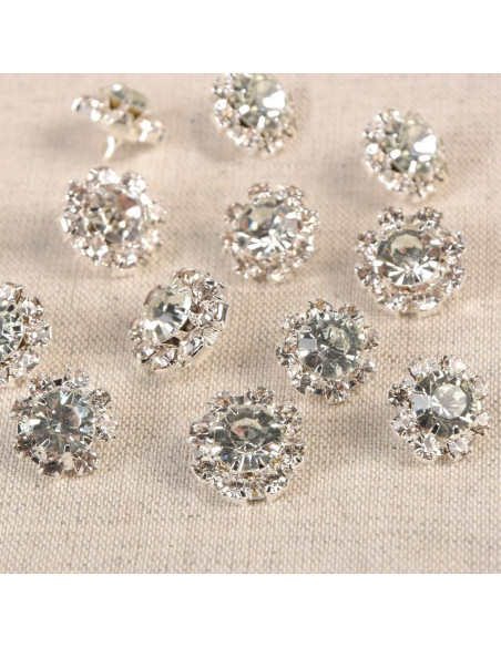 Bouton à queue strass Aveline - Argent
