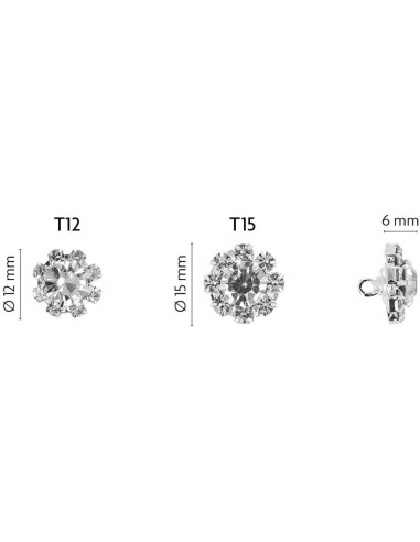Bouton à queue strass Aveline - Argent