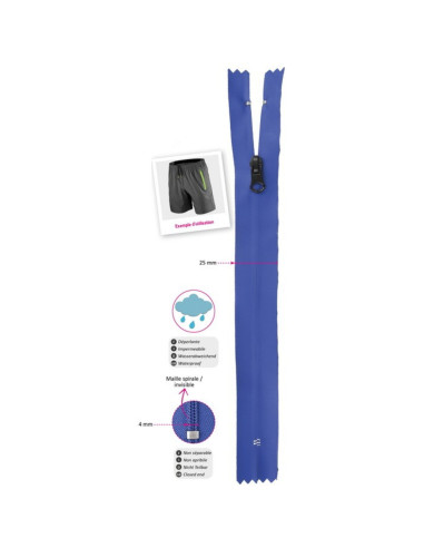 Fermeture invisible imperméable 20 cm - Jaune