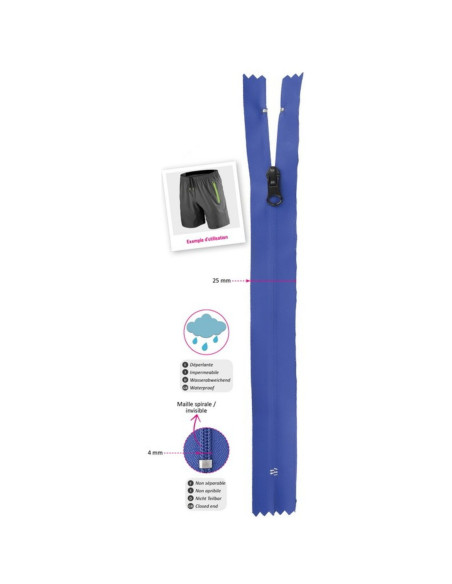 Fermeture invisible imperméable 20 cm - Jaune