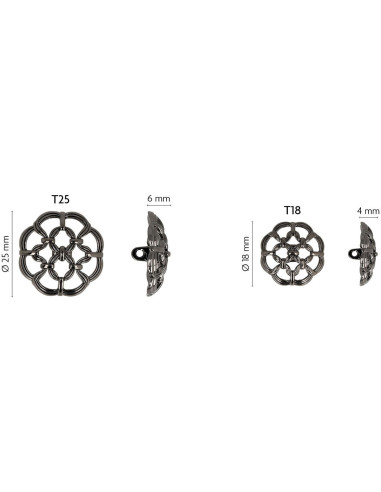 Bouton à queue métal Navi - Argent
