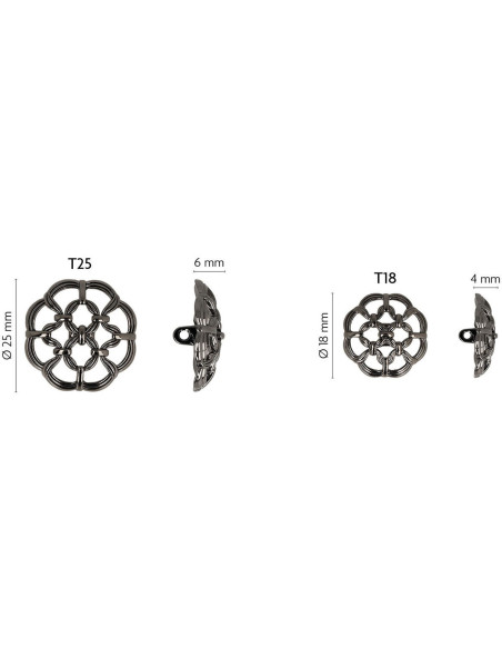 Bouton à queue métal Navi - Argent
