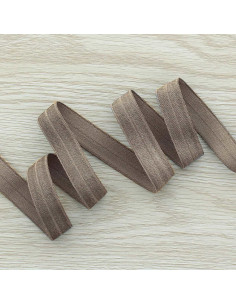 Biais élastique pré-plié satiné 15 mm de large - Taupe foncé