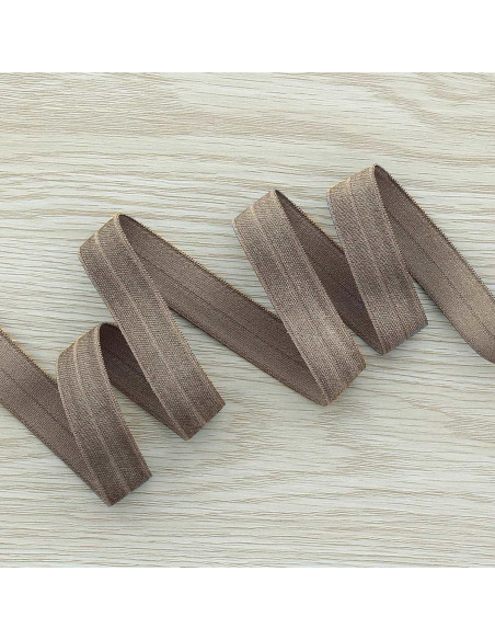 Biais élastique pré-plié satiné 15 mm de large - Taupe foncé