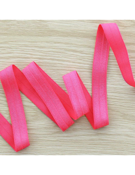 Biais élastique pré-plié satiné 15 mm de large - Fuchsia