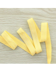 Biais élastique pré-plié satiné 15 mm de large - Jaune paille