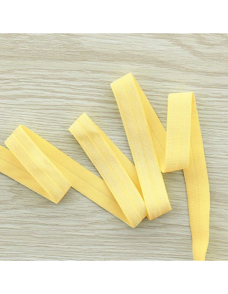 Biais élastique pré-plié satiné 15 mm de large - Jaune paille