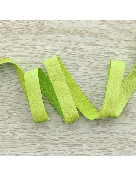 Biais élastique pré-plié satiné 15 mm de large - Vert anis
