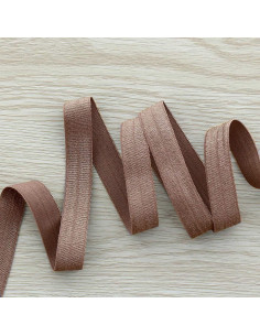 Biais élastique pré-plié satiné 15 mm de large - Taupe