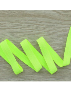Biais élastique pré-plié satiné 15 mm de large - Jaune fluo
