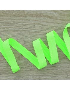 Biais élastique pré-plié satiné 15 mm de large - Vert fluo