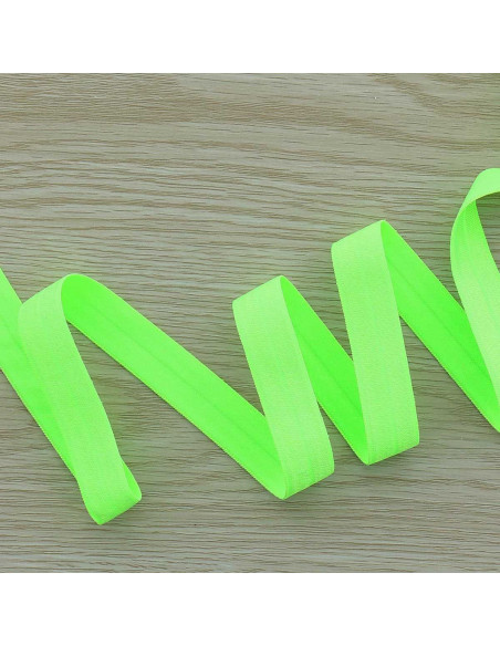 Biais élastique pré-plié satiné 15 mm de large - Vert fluo