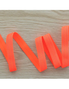 Biais élastique pré-plié satiné 15 mm de large - Orange fluo