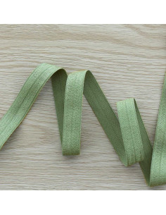 Biais élastique pré-plié satiné 15 mm de large - Vert sauge