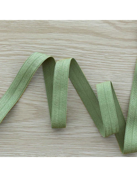 Biais élastique pré-plié satiné 15 mm de large - Vert sauge