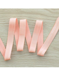 Biais élastique pré-plié satiné 15 mm de large - Rose layette