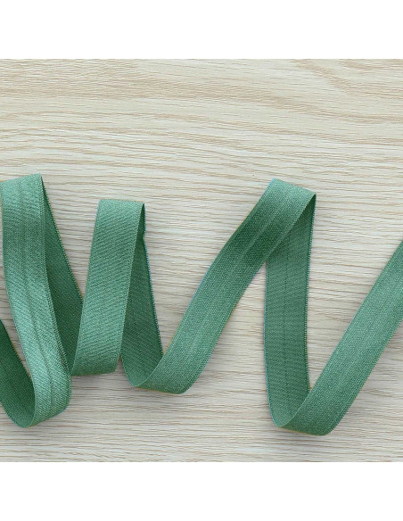 Biais élastique pré-plié satiné 15 mm de large - Vert viride