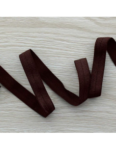 Biais élastique pré-plié satiné 15 mm de large - Marron foncé