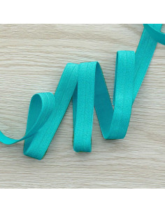 Biais élastique pré-plié satiné 15 mm de large - Bleu océan