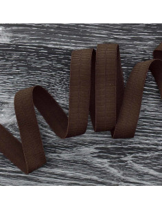 Biais élastique pré-plié mat 20 mm de large - Marron