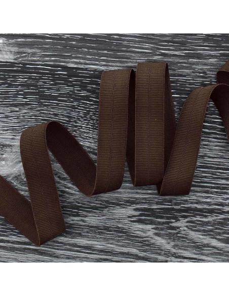Biais élastique pré-plié mat 20 mm de large - Marron