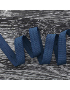 Biais élastique pré-plié mat 20 mm de large - Bleu foncé