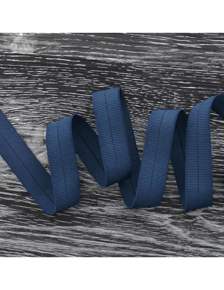 Biais élastique pré-plié mat 20 mm de large - Bleu foncé