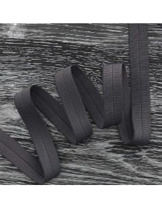 Biais élastique pré-plié mat 20 mm de large - Gris anthracite