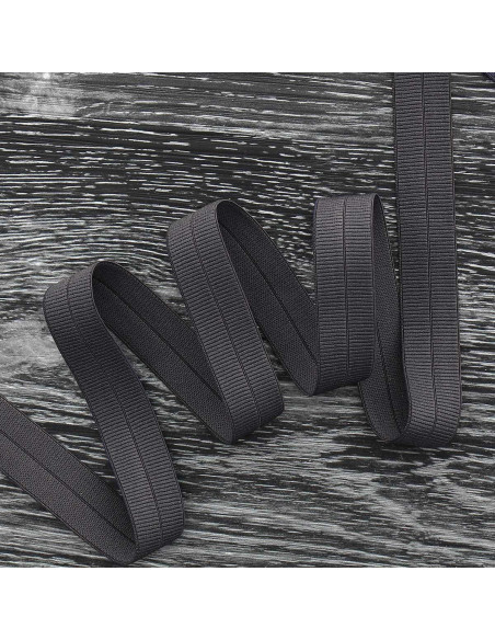 Biais élastique pré-plié mat 20 mm de large - Gris anthracite