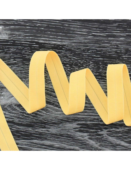 Biais élastique pré-plié mat 20 mm de large - Jaune paille