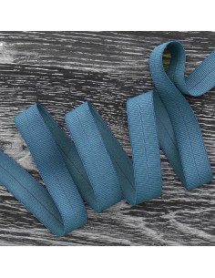 Biais élastique pré-plié mat 20 mm de large - Bleu jeans